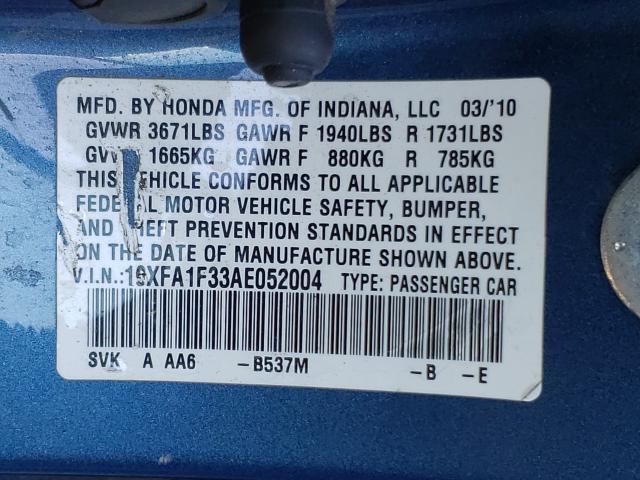 2010 HONDA CIVIC VP 19XFA1F33AE052004