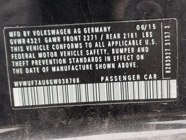 2016 VOLKSWAGEN GOLF R WVWUF7AU6GW038768