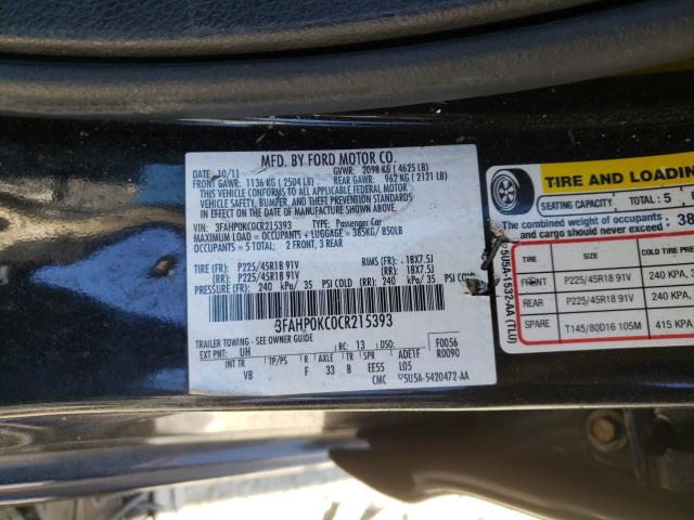 2012 FORD FUSION SPO 3FAHP0KC0CR215393