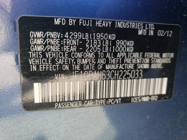 2012 SUBARU IMPREZA LI JF1GPAH63CH225033