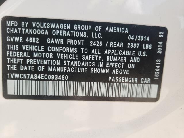 2014 VOLKSWAGEN PASSAT SEL 1VWCN7A34EC093480