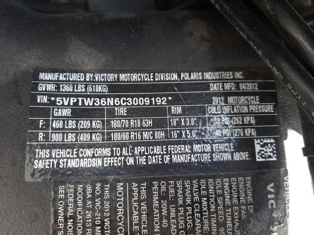 2012 VICTORY MOTORCYCLES CROSS COUN 5VPTW36N6C3009192