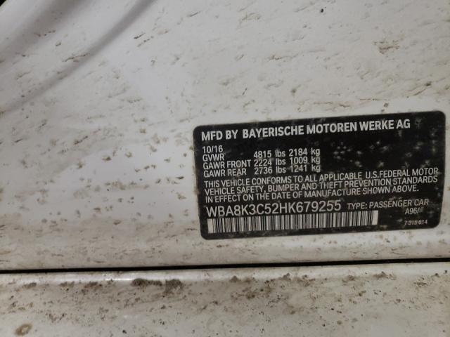 2017 BMW 330 XI WBA8K3C52HK679255