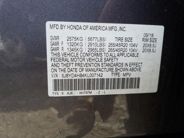 2019 ACURA MDX ADVANC 5J8YD4H84KL007142