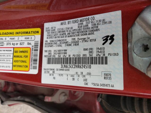 2017 LINCOLN MKZ SELECT 3LN6L5CC2HR624510