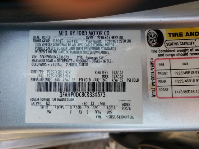 2012 FORD FUSION SPO 3FAHP0DC8CR336573