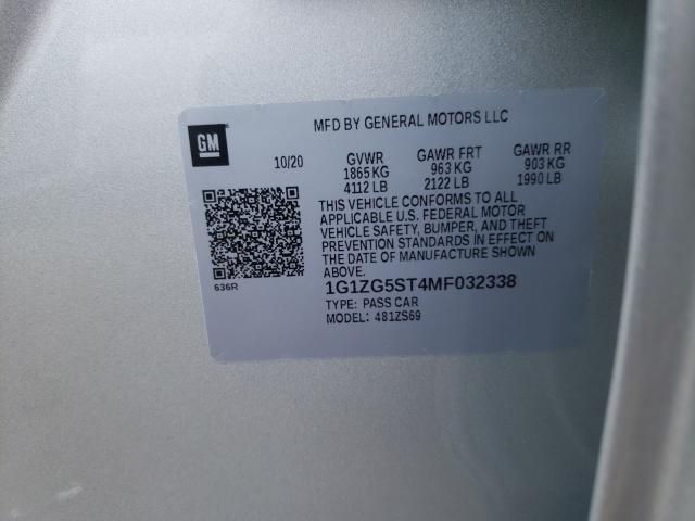 2021 CHEVROLET MALIBU RS 1G1ZG5ST4MF032338
