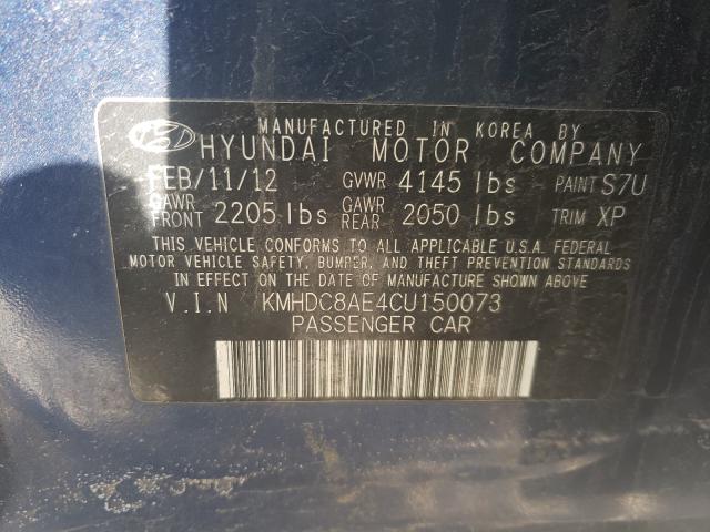 2012 HYUNDAI ELANTRA TO KMHDC8AE4CU150073