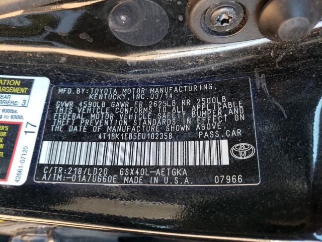 2014 TOYOTA AVALON BAS 4T1BK1EB5EU102358