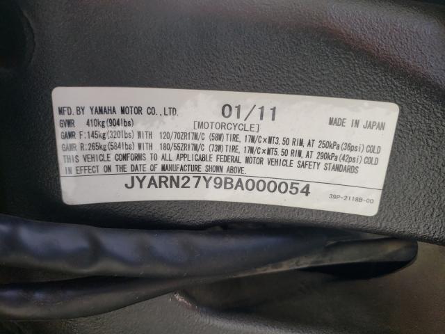 2011 YAMAHA FZ8 NC JYARN27Y9BA000054