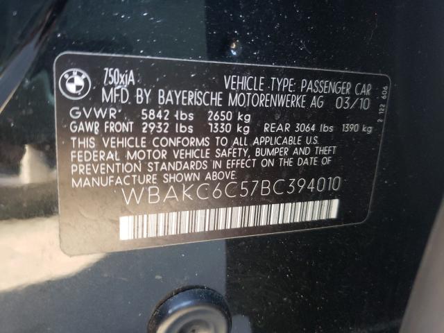 2011 BMW 750I WBAKC6C57BC394010