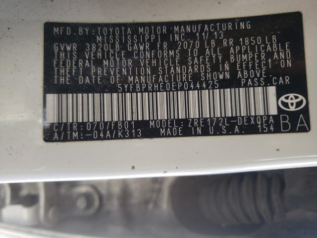 2014 TOYOTA COROLLA EC 5YFBPRHE0EP044425