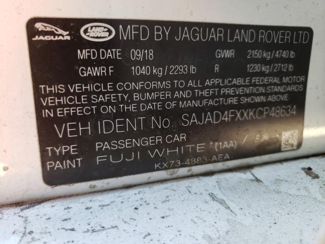 2019 JAGUAR XE PREMIUM SAJAD4FXXKCP48634