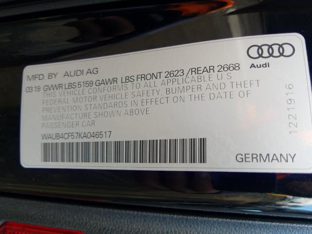 2019 AUDI S5 PREMIUM WAUB4CF57KA046517