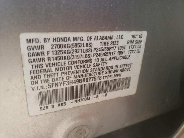 2011 HONDA PILOT EX 5FNYF3H49BB027518