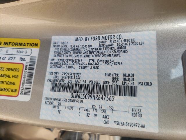 2017 LINCOLN MKZ SELECT 3LN6L5C99HR647562