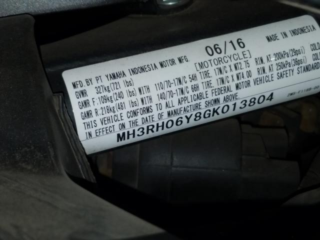 2016 YAMAHA YZFR3 MH3RH06Y8GK013804