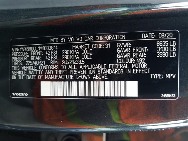 2021 VOLVO XC90 YV4BR0CL1M1683814