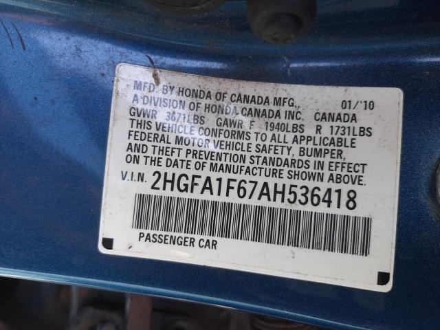 2010 HONDA CIVIC LX-S 2HGFA1F67AH536418