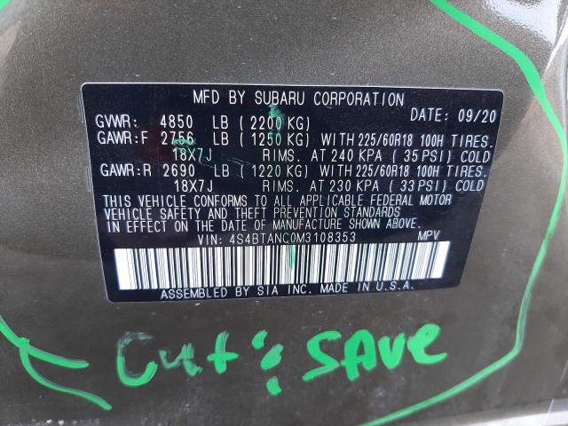 2021 SUBARU OUTBACK LI 4S4BTANC0M3108353