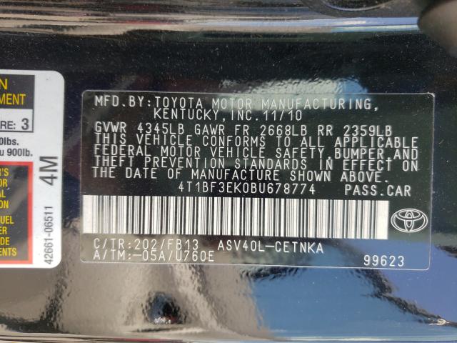 2011 TOYOTA CAMRY BASE 4T1BF3EK0BU678774