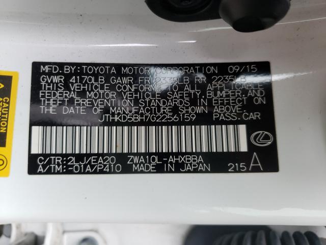 2016 LEXUS CT 200 JTHKD5BH7G2256159