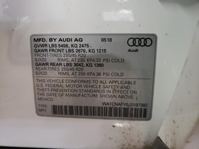 2018 AUDI Q5 WA1CNAFY0J2197382