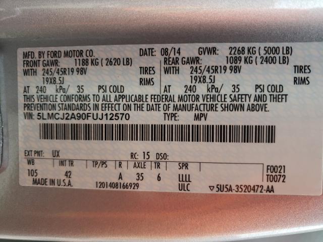 2015 LINCOLN MKC 5LMCJ2A90FUJ12570