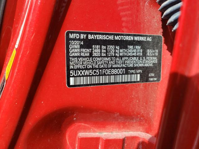 2015 BMW X4 XDRIVE3 5UXXW5C51F0E88001