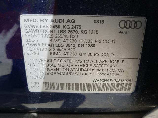 2018 AUDI Q5 PRESTIG WA1CNAFY7J2160281