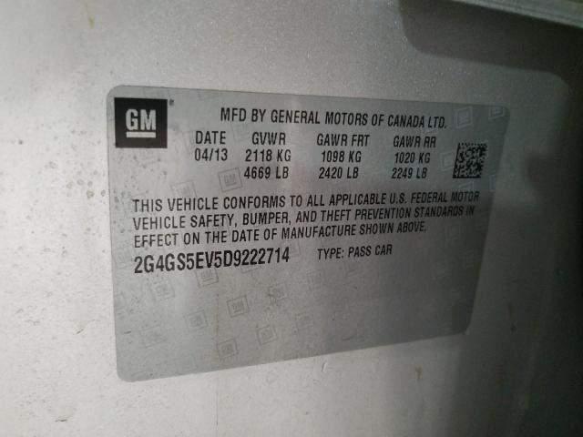 2013 BUICK REGAL PREM 2G4GS5EV5D9222714