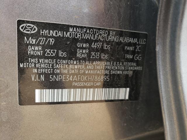 2019 HYUNDAI SONATA LIM 5NPE34AF0KH786895