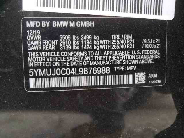 2020 BMW X4 M COMPE 5YMUJ0C04L9B76988