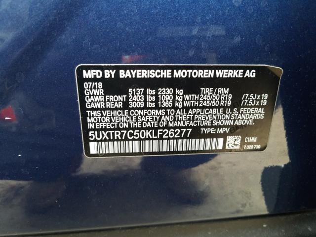 2019 BMW X3 SDRIVE3 5UXTR7C50KLF26277