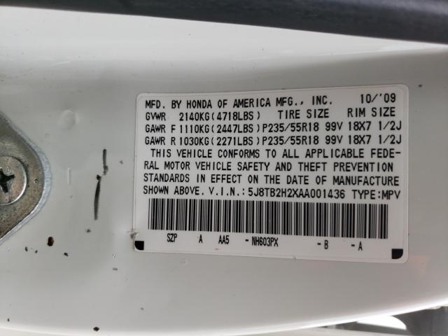2010 ACURA RDX 5J8TB2H2XAA001436