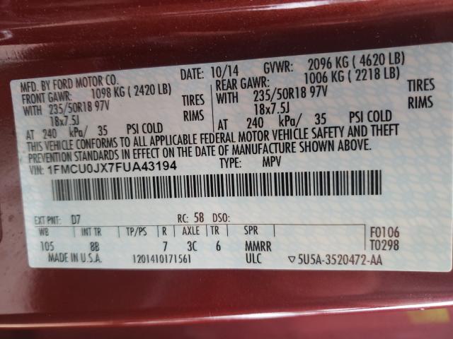 2015 FORD ESCAPE TIT 1FMCU0JX7FUA43194