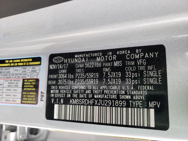 2018 HYUNDAI SANTA FE S KM8SRDHFXJU291899