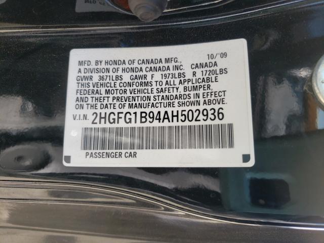 2010 HONDA CIVIC EX-L 2HGFG1B94AH502936