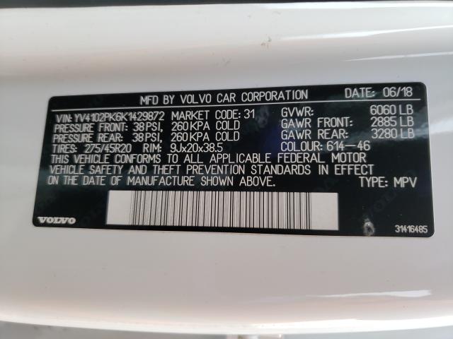 2019 VOLVO XC90 T5 MO YV4102PK6K1429872