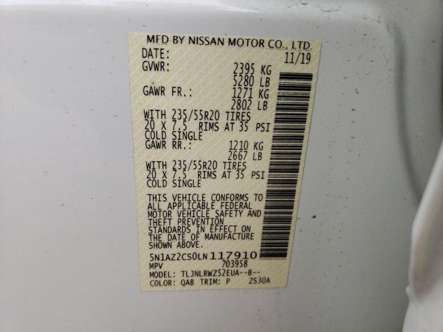 2020 NISSAN MURANO SL 5N1AZ2CS0LN117910