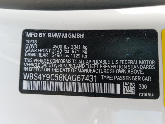 2019 BMW M4 WBS4Y9C58KAG67431