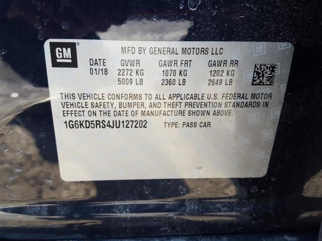 2018 CADILLAC CT6 LUXURY 1G6KD5RS4JU127202