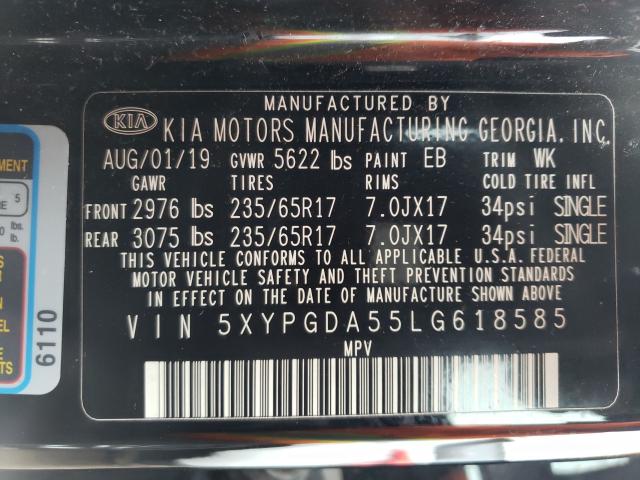 2020 KIA SORENTO S 5XYPGDA55LG618585