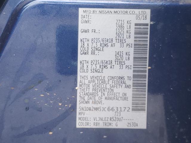 2018 NISSAN PATHFINDER 5N1DR2MM5JC663172