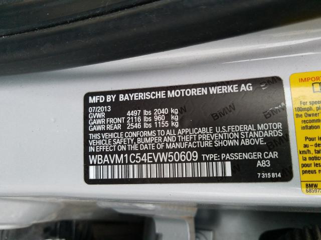 2014 BMW X1 SDRIVE2 WBAVM1C54EVW50609