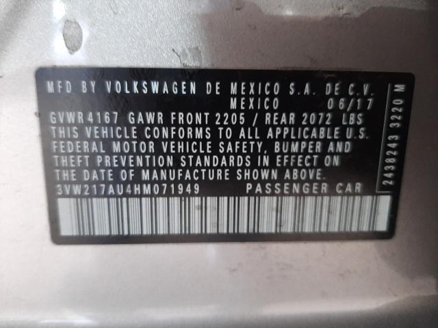 2017 VOLKSWAGEN GOLF S 3VW217AU4HM071949
