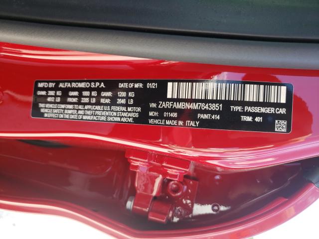 2021 ALFA ROMEO GIULIA TI - ZARFAMBN4M7643851