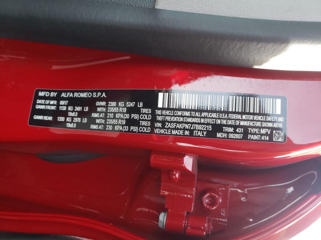 2018 ALFA ROMEO STELVIO SP ZASFAKPN7J7B92215