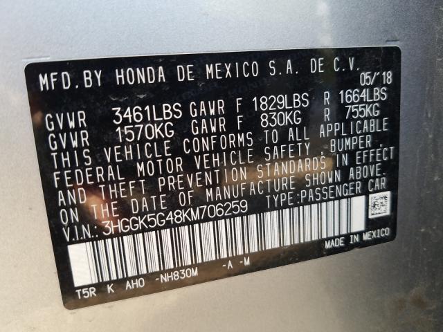 2019 HONDA FIT LX 3HGGK5G48KM706259