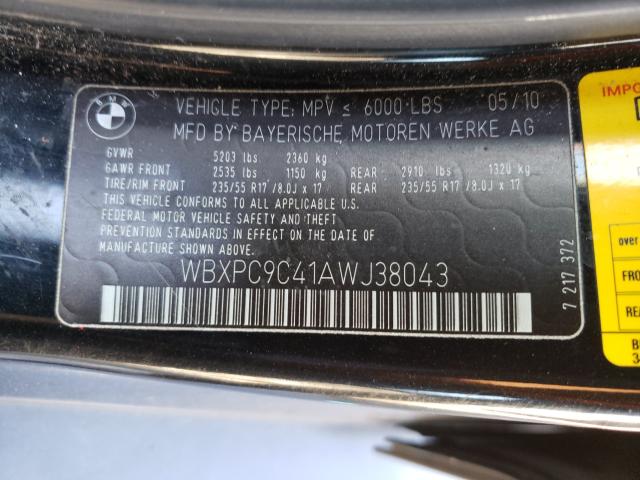 2010 BMW X3 XDRIVE3 WBXPC9C41AWJ38043